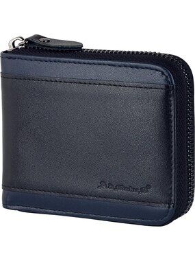 〽️Men Black 23 Leather RFID Blocking Wallets Zipper Bifold RFID Card Holder